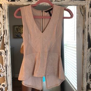 BCBG Blush Pink Sleeveless Peplum Top